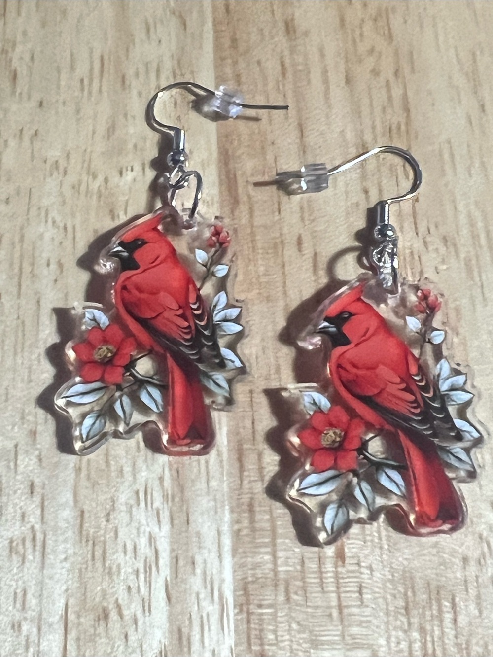 Red Cardinal Bird Earrings E209